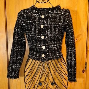Chic Black and White Tweed Jacket